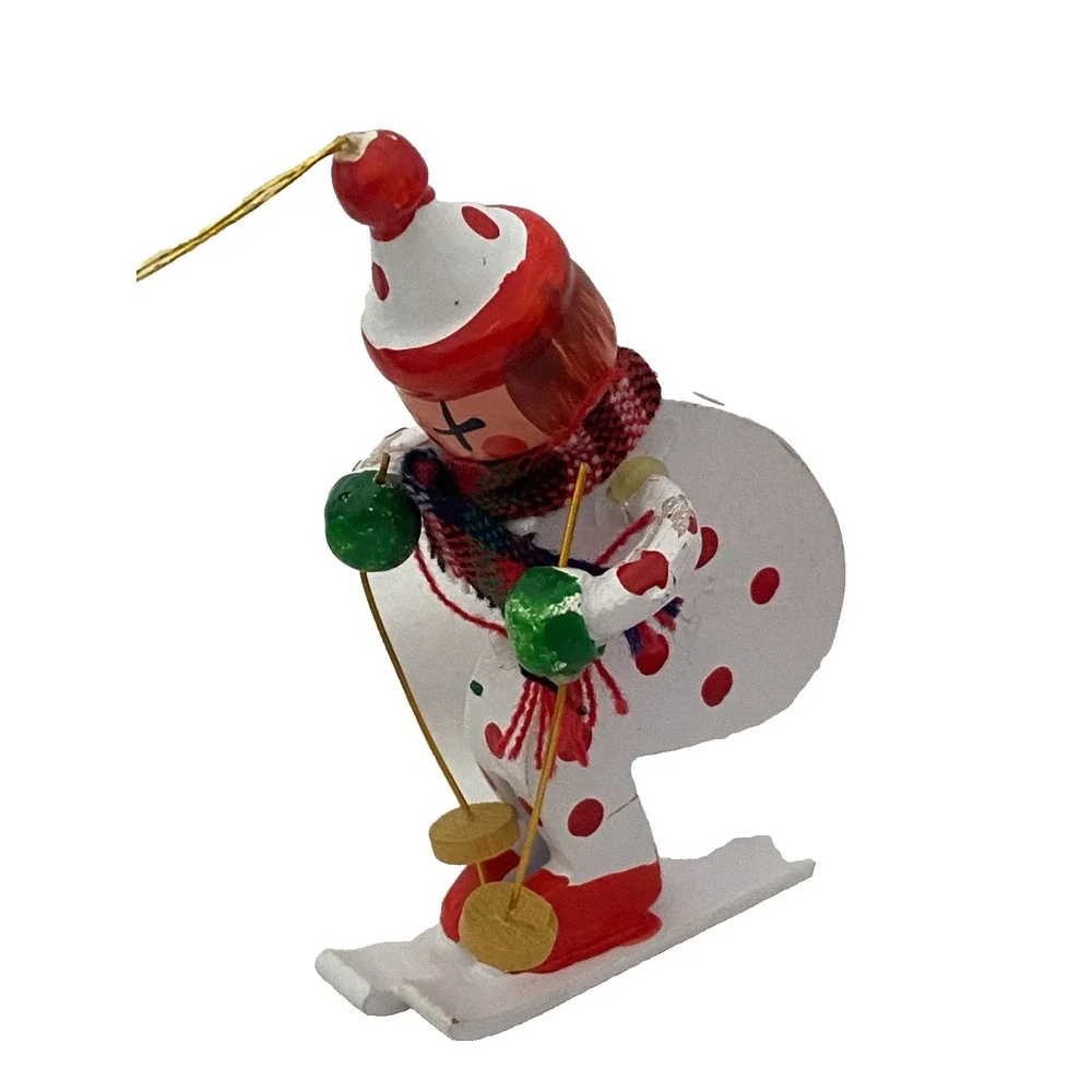 Vintage Painted Wooden Christmas Ornaments ~Rocking Horse Angel Santa Sleigh